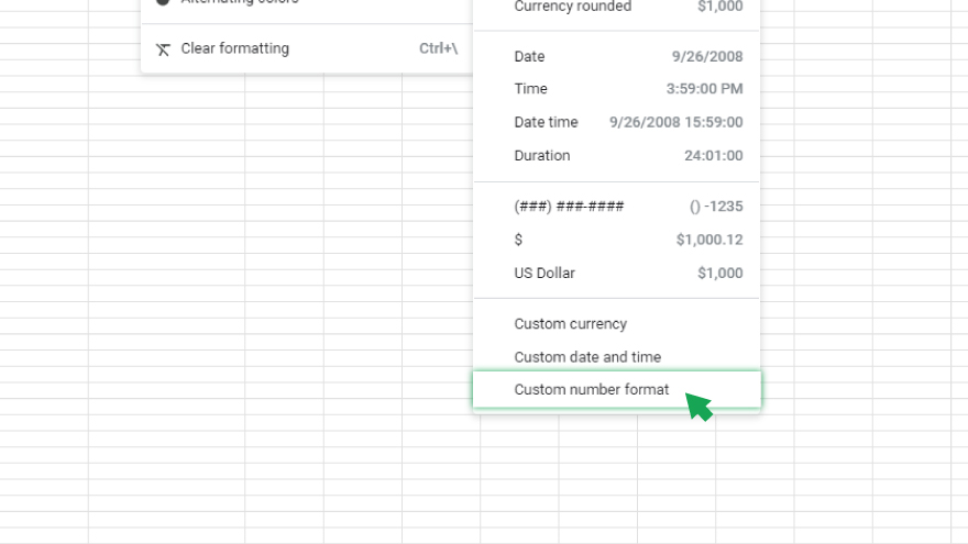 step 2 go to the format menu in google sheets