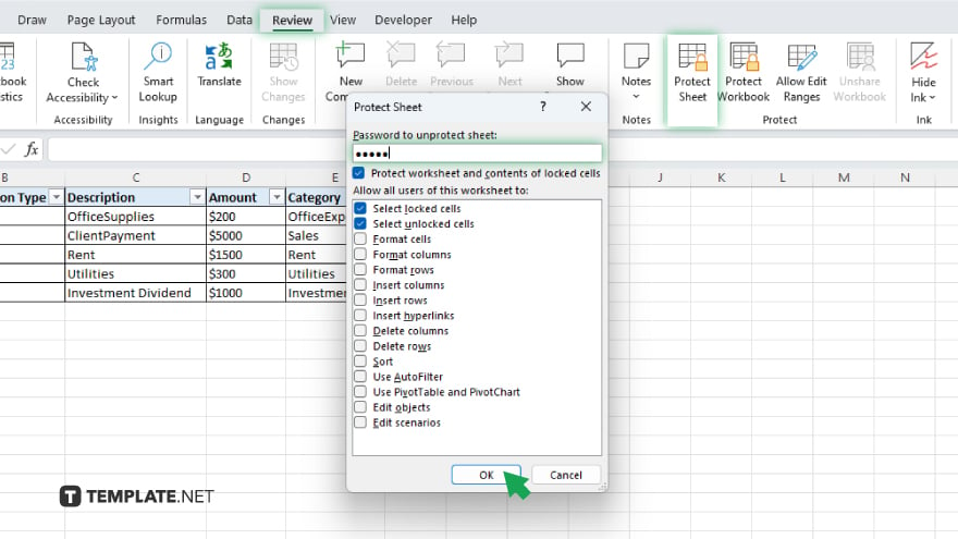 step 2 locking the worksheet