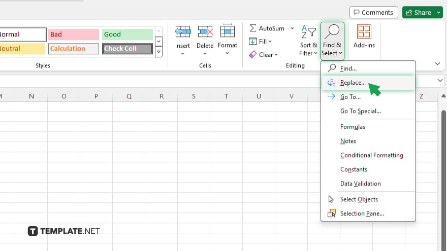 step 2 open the find and replace dialog box in microsoft excel