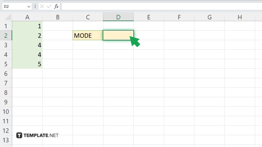 step 2 select a cell to display the mode
