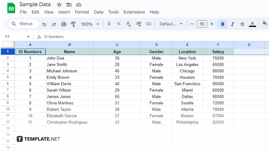 step 2 select the row you want to pin in google sheets