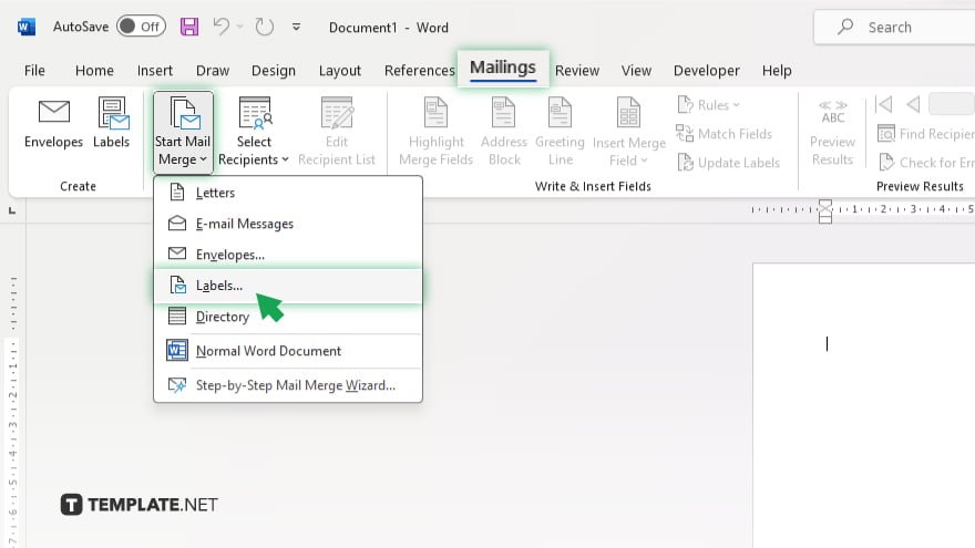 step 2 start a new document in word for labels in microsoft excel