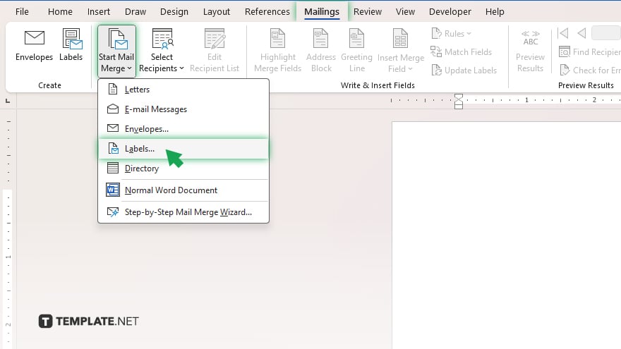 step 2 start the mail merge in word