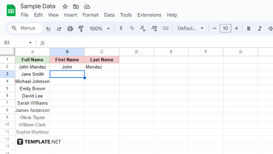 step 2 use the split function in google sheets