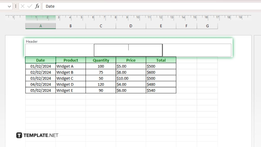 step 3 select header area in microsoft excel