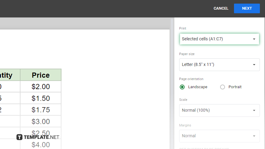 step 3 specify selected cells