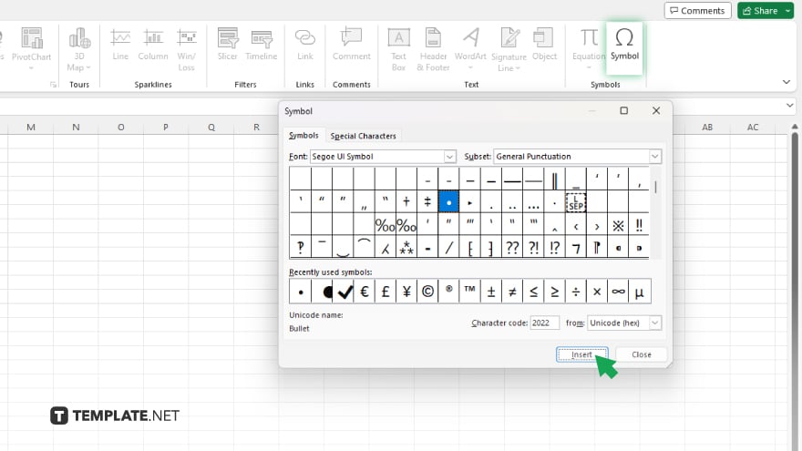 step 3 use the symbol menu for more options in microsoft excel
