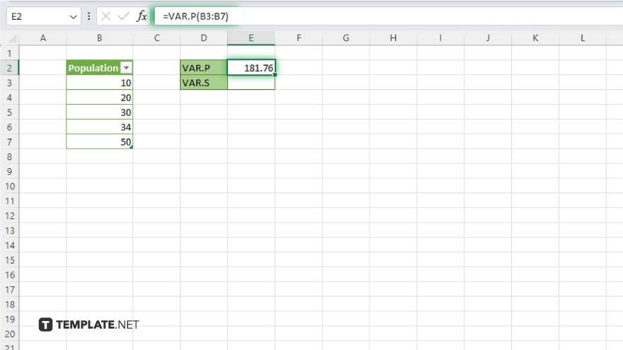 step 3 use the variance function in microsoft excel