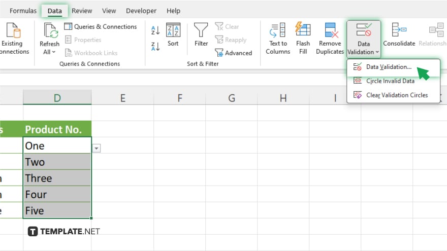 step 4 click on data validation in microsoft excel
