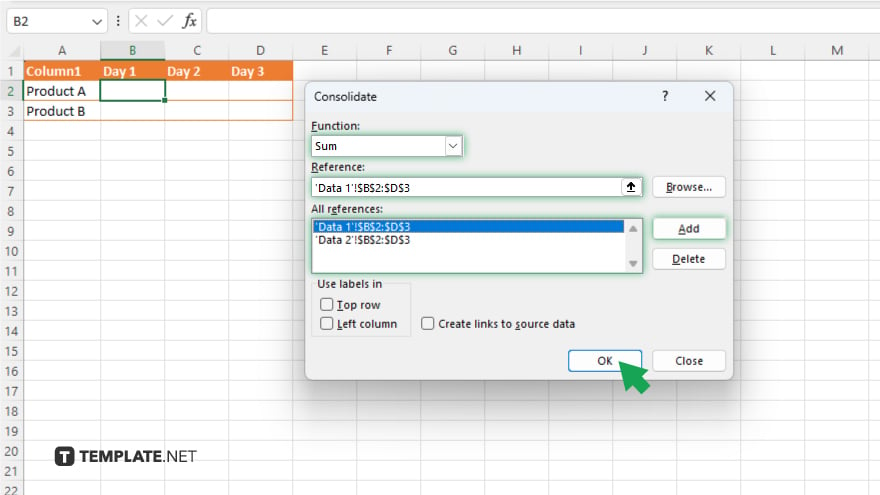 step 4 select your data and consolidation method