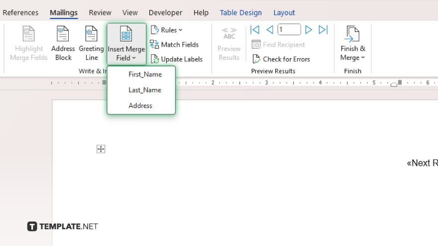 step 5 insert merge fields and complete the merge from excel to word
