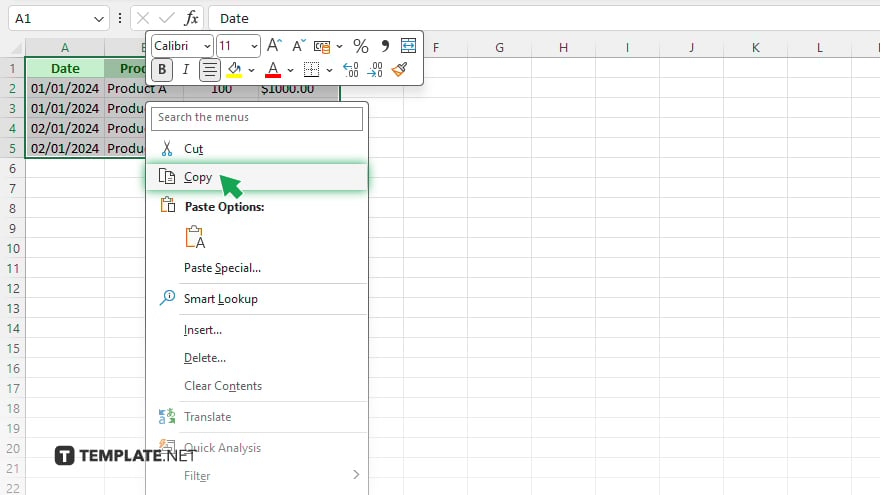 step 5 select data to copy