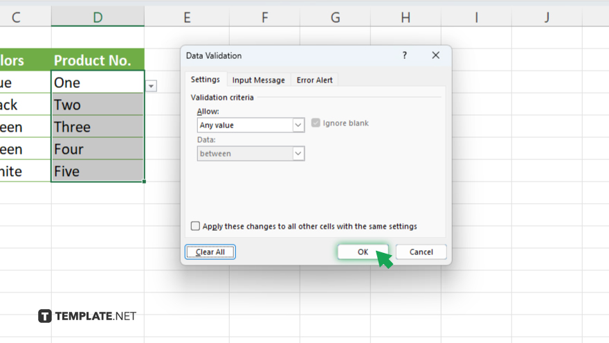 step 6 remove data validation