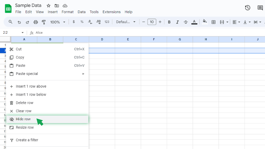 How to Hide Rows in Google Sheets