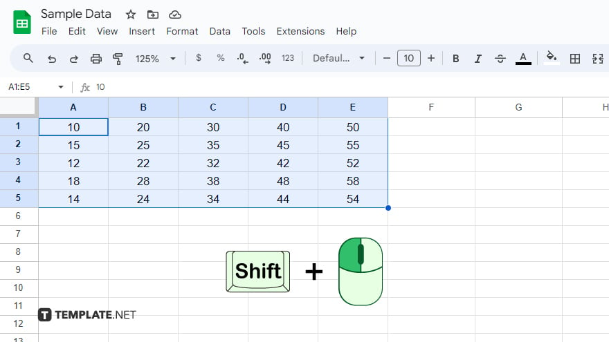 using a combination of mouse and keyboard in google sheets