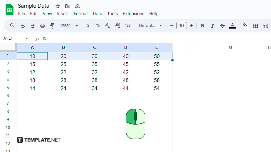 using the mouse in google sheets