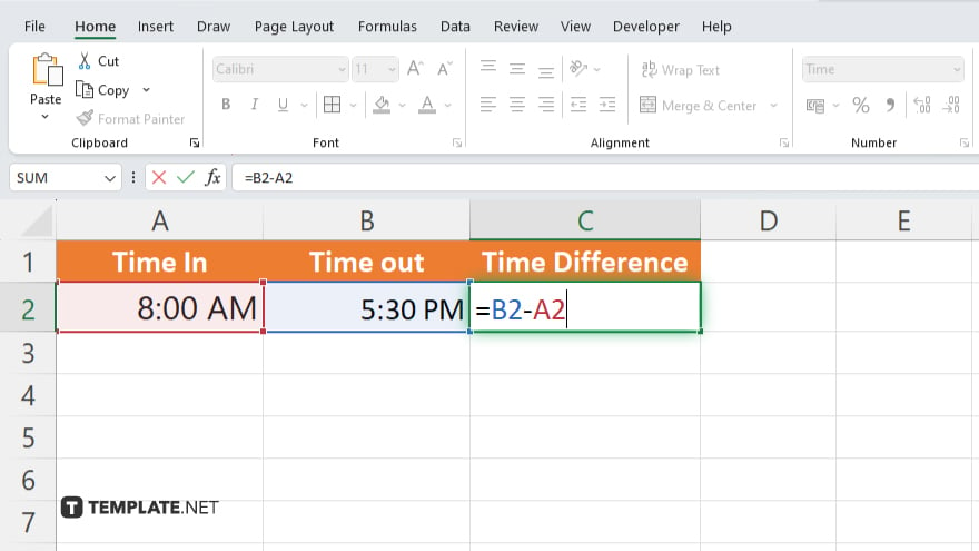 step 2 calculate the time difference in microsoft excel