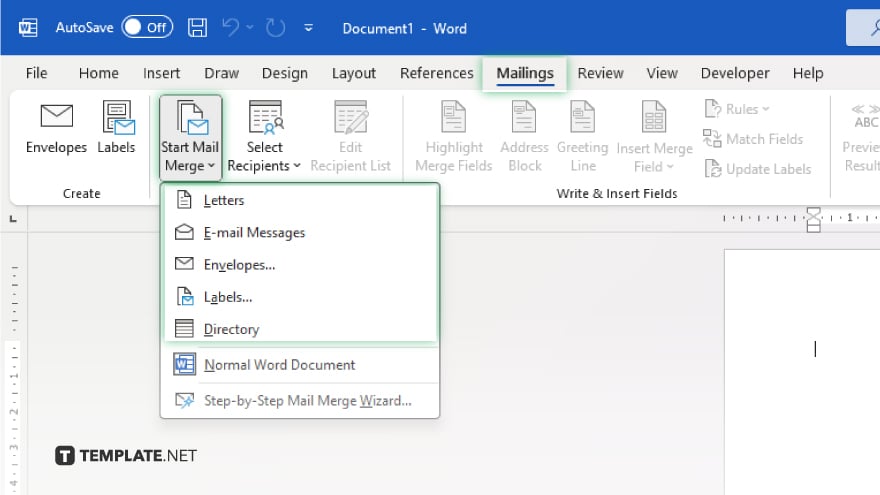 step 2 open microsoft word for the mail merge process