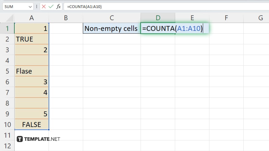 step 2 use the counta function for non empty cells