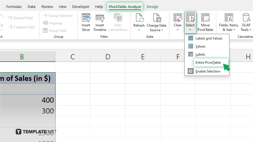 step 3 click select in the actions group in microsoft excel