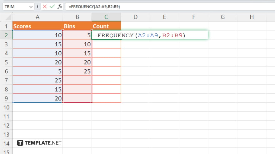 step 3 microsoft excel use the frequency function