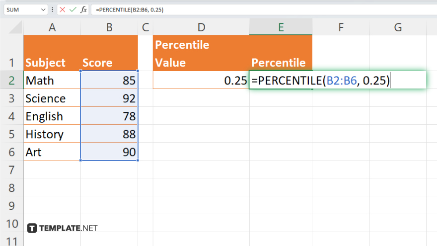 step 3 use the percentile function