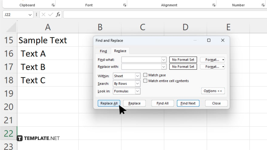 step 4 leave the replace with field blank in microsoft excel