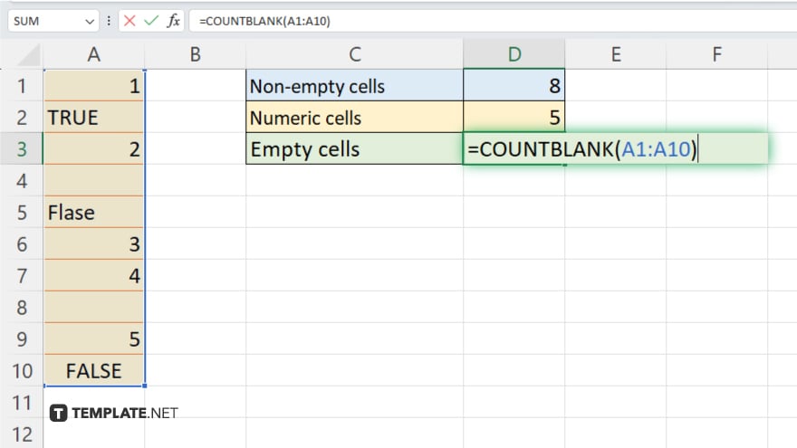 step 4 use the countblank function for empty cells