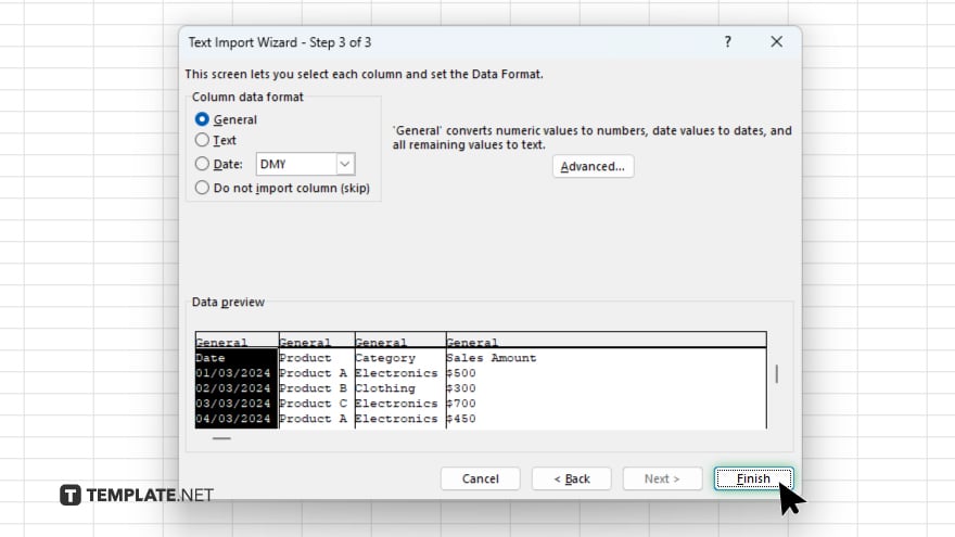step 5 finalize import settings