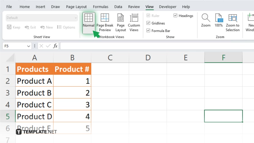 step 5 return to normal view optional in microsoft excel