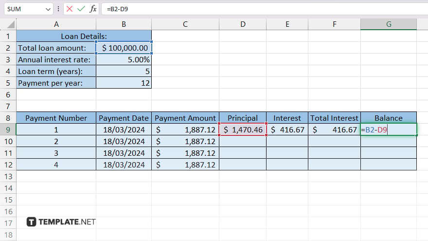 step 6 compute the cumulative interest and balance in microsoft excel