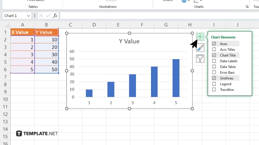 step 2 access chart elements in excel