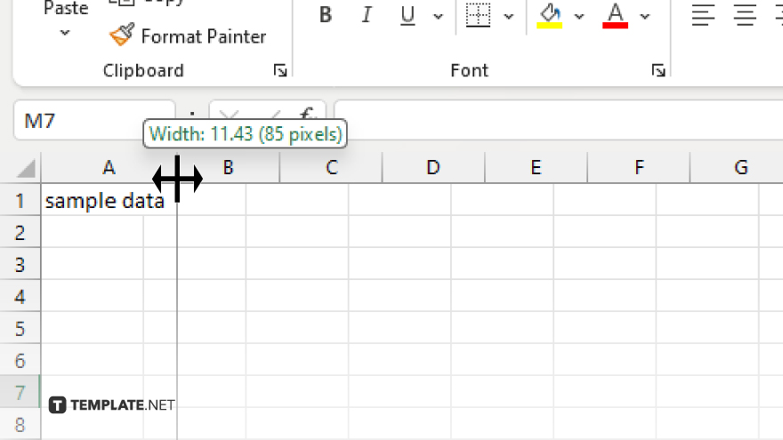step 2 adjust width for columns or height for rows
