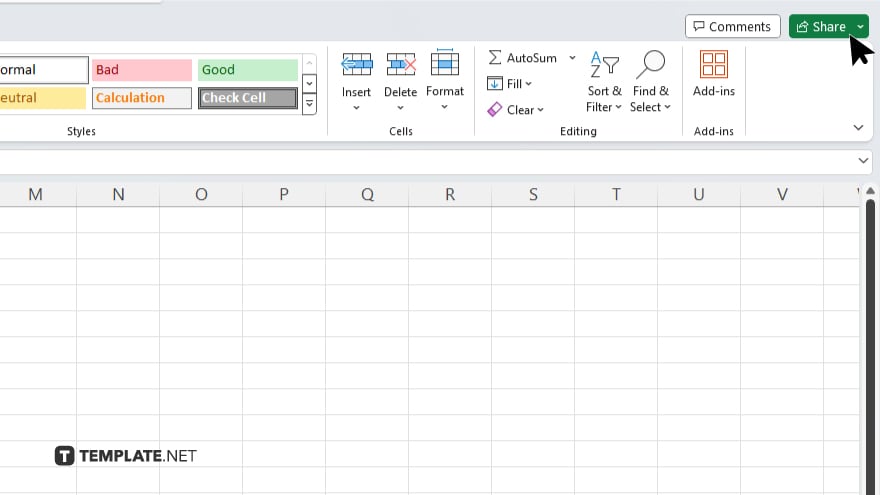 step 2 click on the share button in excel