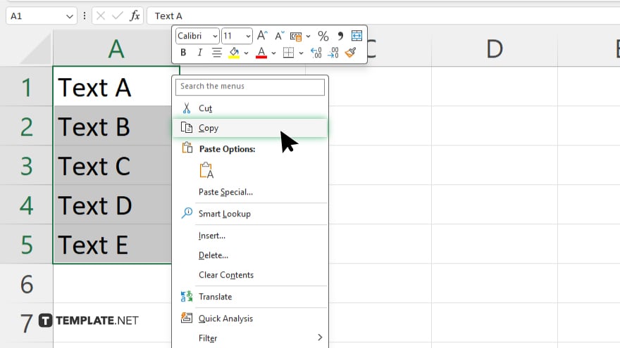 step 2 copy the data in microsoft excel