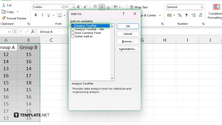 step 2 use the data analysis toolpak in microsoft excel