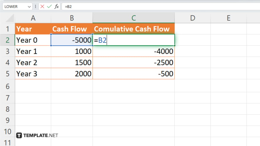 step 3 calculate cumulative cash flow