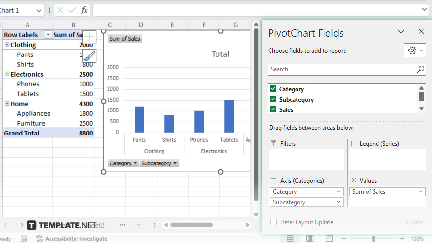 step 3 choose fields for the pivot chart
