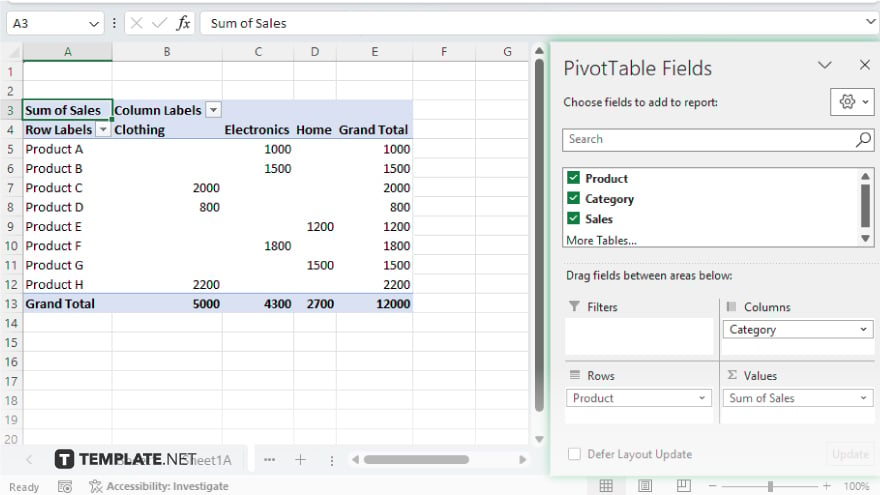 step 3 define the pivot table structure