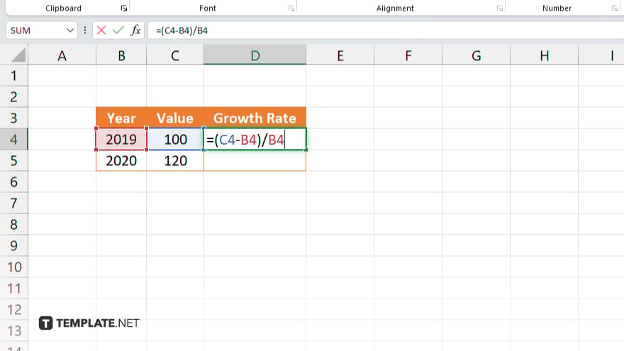step 3 enter the growth rate formula