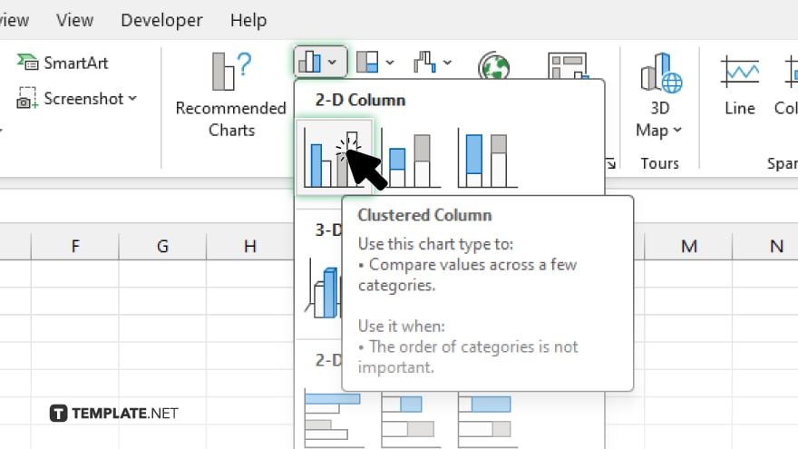 step 3 insert the clustered column chart