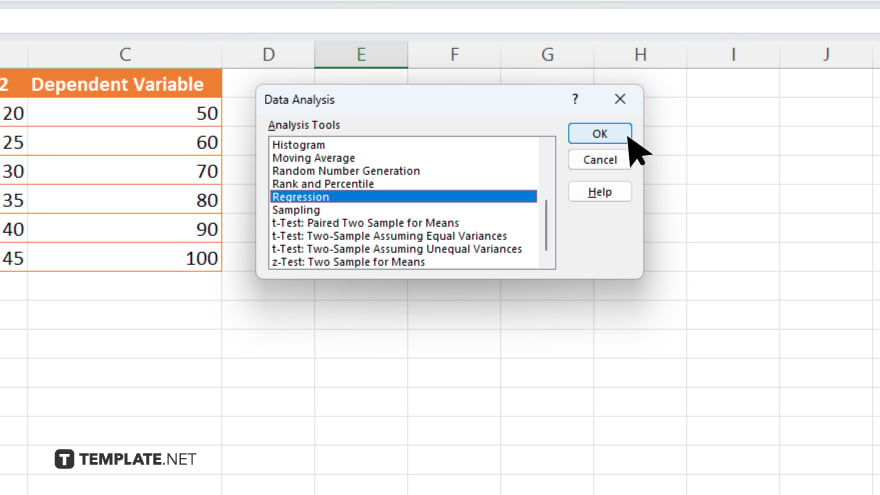 step 3 select regression from the data analysis menu