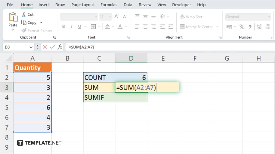 step 3 use the sum function for totaling values