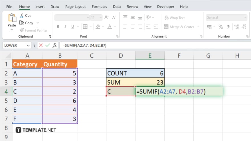 step 4 apply conditional tallying with countif or sumif