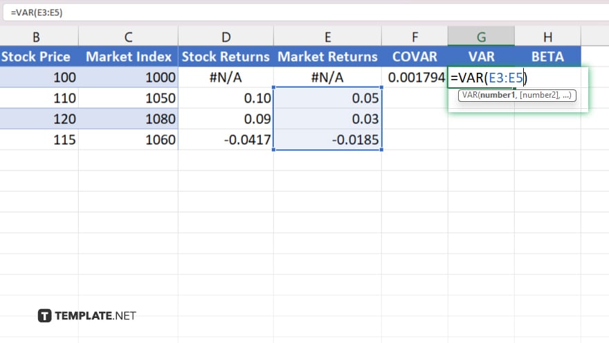 step 4 calculate the variance of the market