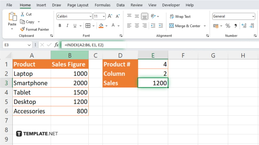 step 4 example retrieving data with the index function