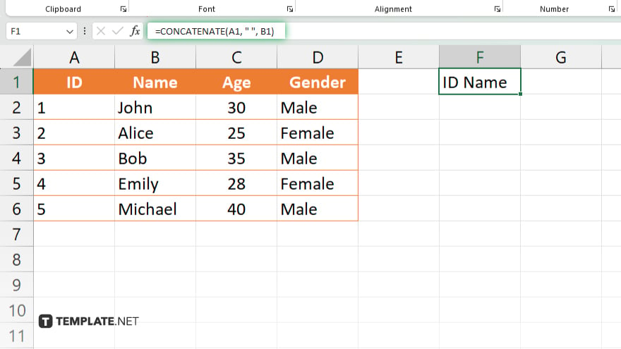 step 4 use the concatenate function or operator for merging data within cells