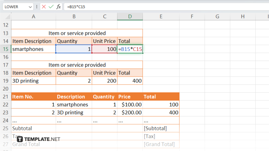 step 5 add formulas for calculations in microdoft excel