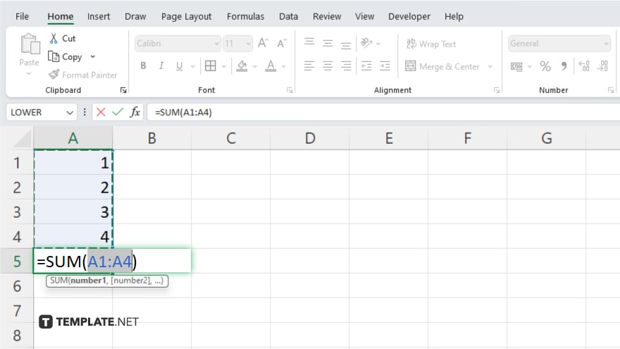 step 5 excel will automatically suggest a range for the total calculation