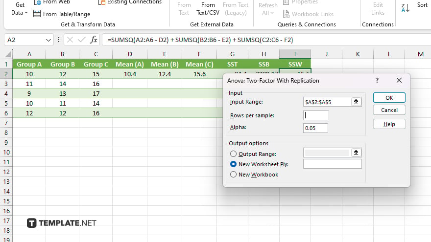 step 5 input your data into the anova tool